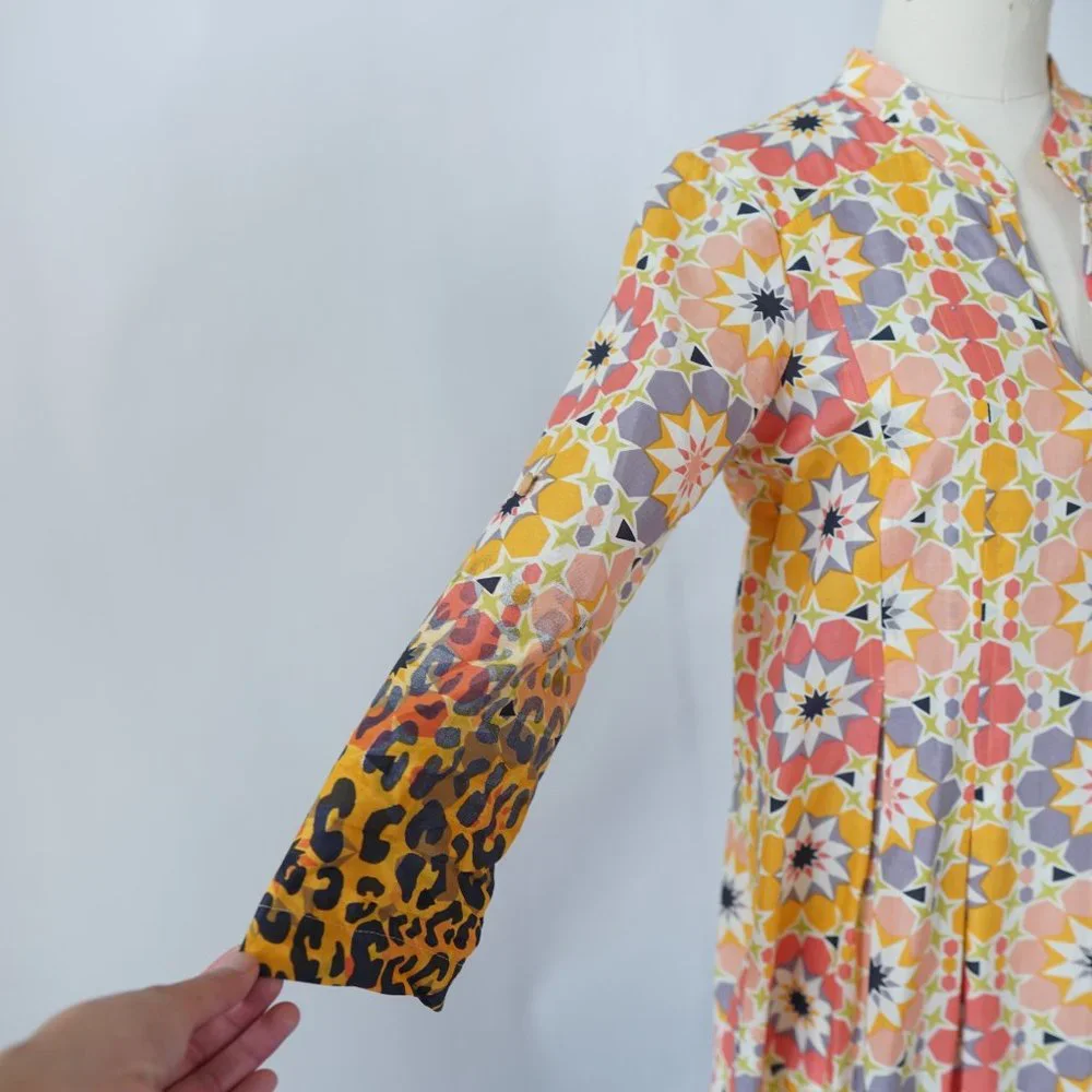 Ivy Jane Ditzy Floral Tunic Yellow Orange XS Flower Child Hippie Bohemian Retro - Picture 4 of 10